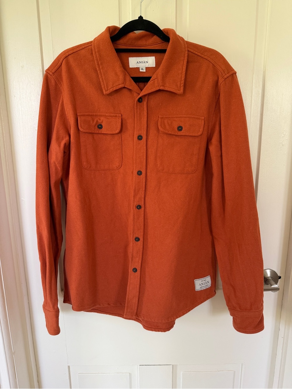 Anian Men's Long-Sleeve Orange Button-Down Shirt